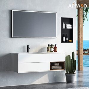 APPASO Shower Niche Insert 24" x 12" Matte Black Double Shelf Organizer, Square Corners 304 Stainless Steel Modern in Wall Bathroom Niche NO Tile Needed Niche de Douche