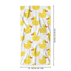 AOYEGO Duck Hand Towels Cute Animal Yellow Duck Toy for Baby Shower Kids Towel Highly Absorbent Soft Towel Kitchen Bath Decor for Women Men 15x30 Inch