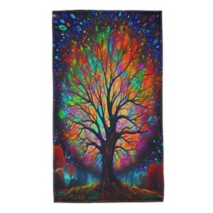 watercolor style tree with colorful blooming branches hand towels floral face towel soft guest towel portable kitchen tea dish towels washcloths bathroom decor housewarming gifts 15.7" x 27.5"