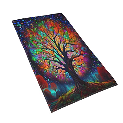 Watercolor Style Tree With Colorful Blooming Branches Hand Towels Floral Face Towel Soft Guest Towel Portable Kitchen Tea Dish Towels Washcloths Bathroom Decor Housewarming Gifts 15.7" X 27.5"