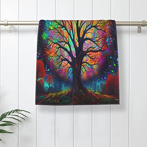 Watercolor Style Tree With Colorful Blooming Branches Hand Towels Floral Face Towel Soft Guest Towel Portable Kitchen Tea Dish Towels Washcloths Bathroom Decor Housewarming Gifts 15.7" X 27.5"