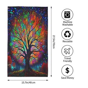 Watercolor Style Tree With Colorful Blooming Branches Hand Towels Floral Face Towel Soft Guest Towel Portable Kitchen Tea Dish Towels Washcloths Bathroom Decor Housewarming Gifts 15.7" X 27.5"