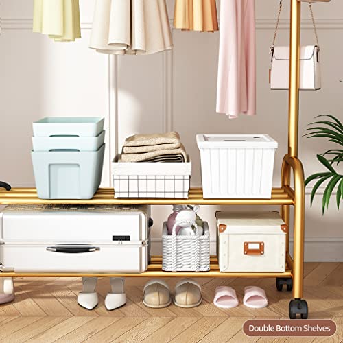 Thick forest Gold Clothing Rack Gold Clothes Rack Gold Garment Rack Heavy Duty Shoes Bags Gold Clothes Organizer Storage Shelves
