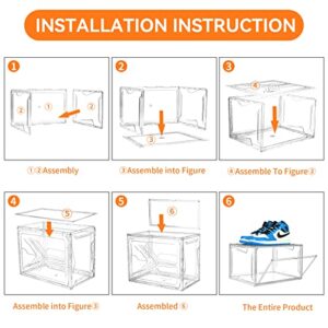 LOVIFO Shoe Boxes Clear Plastic Stackable, 8 Pack Acrylic Shoe Storage Boxes with Magnetic Door for Sneakerheads, Professional Shoe Display Case, Fit Shoe Size Up to US 15