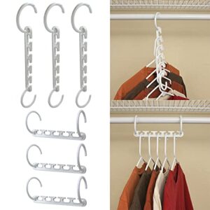sisnails 6 pack white magic hangers space saving hangers for closet organizer， plastic clothes hangers ，multifunctional closet storage hangers, essential hangers for dormitories and home