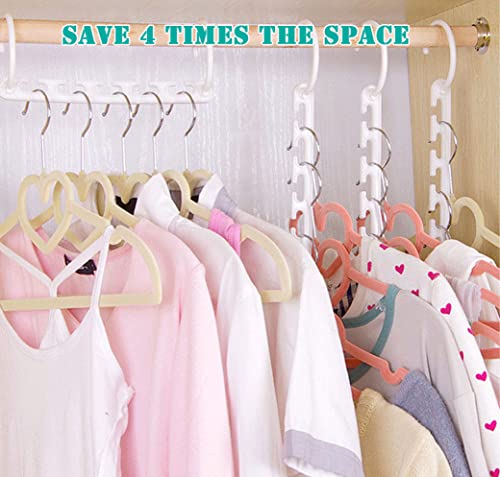 Sisnails 6 Pack White Magic Hangers Space Saving Hangers for Closet Organizer， Plastic Clothes Hangers ，Multifunctional Closet Storage Hangers, Essential Hangers for Dormitories and Home