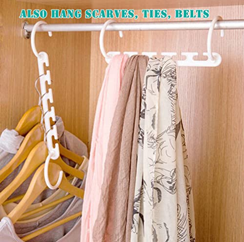 Sisnails 6 Pack White Magic Hangers Space Saving Hangers for Closet Organizer， Plastic Clothes Hangers ，Multifunctional Closet Storage Hangers, Essential Hangers for Dormitories and Home