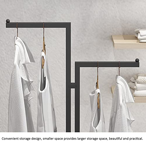 T-Shaped Boutique Metal Garment Display Stand, 2-Way Industrial Pipe Clothes Rack Modern Simple Commercial Heavy Duty Double Hanging Rods Clothing Rack,Retail Display Storage Clothes Hanging Shelf
