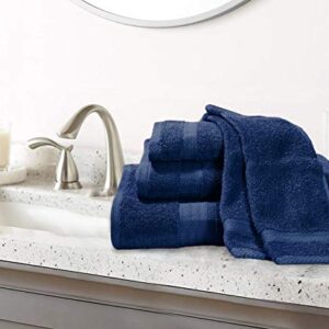 GLAMBURG Ultra Soft 8-Piece Towel Set - 100% Pure Ringspun Cotton, Contains 2 Oversized Bath Towels 27x54, 2 Hand Towels 16x28, 4 Wash Cloths 13x13 - Ideal for Everyday use, Hotel & Spa - Navy Blue