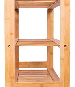 BirdRock Home 3 Tier Free Standing Shoe Rack with Handles - Natural Bamboo - Wood - Closets and Entryway - Storage Organizer Stand - Fits 9 Pairs of Shoes