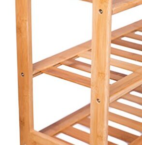 BirdRock Home 3 Tier Free Standing Shoe Rack with Handles - Natural Bamboo - Wood - Closets and Entryway - Storage Organizer Stand - Fits 9 Pairs of Shoes