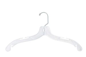 nahanco 505mg plastic shirt hanger, middle heavy weight, 17", clear with molded rubber grippers and chrome hook, clear (pack of 100)