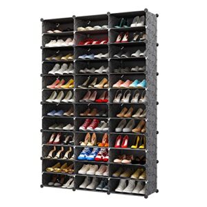 aeitc shoe rack 72 pairs shoe organizer narrow standing stackable shoe storage cabinet space saver for entryway, hallway and closet,black, 48inx12inx72in