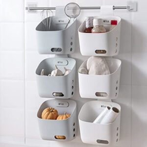 Wuluwala Plastic Hanging Shower Basket, Bath Shower Connecting Organizer Storage Basket with Hook for Bathroom Kitchen Pantry Bathroom Dorm Room