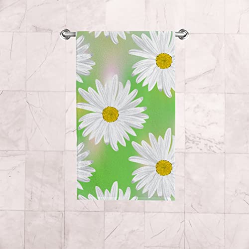 Chamomile Flower Dish Towel 2PC Hand Towels for Bathroom 15" x 30" Absorbent Soft for Hand, Face, Kitchen, Hotel, Spa, Gym, Swim