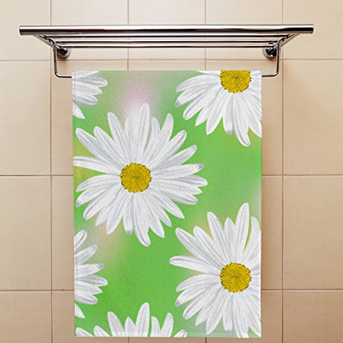 Chamomile Flower Dish Towel 2PC Hand Towels for Bathroom 15" x 30" Absorbent Soft for Hand, Face, Kitchen, Hotel, Spa, Gym, Swim