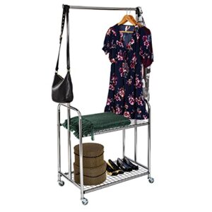 seville classics closet garment organizer with metal hanging rod wardrobe storage system w/steel shelves for clothes, shirts, jackets, coats, blankets, shoes