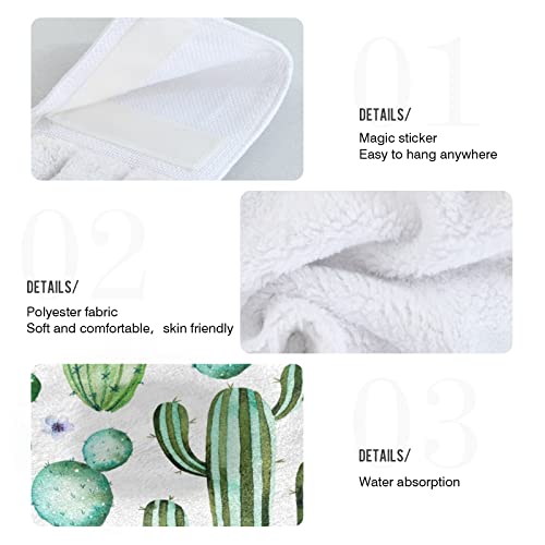 Aslsiy Cactus Hanging Kitchen Towels Tropical Plant Succulent Cacti Flowers Bathroom Hand Tie Towel Fast Drying Dish Tea Towels for Bath Tabletop Gym Home Decor Set of 2