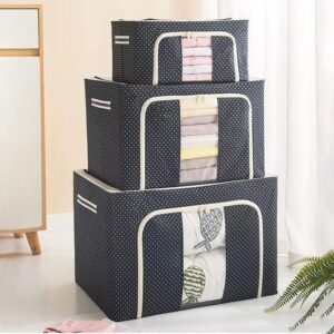 2 Pack 24L Clothes Storage Bins - Foldable Metal Frame Storage Box, Stackable Oxford Fabric Container Organizer Set, With Clear Window, Sheet Organizers and Storage Box