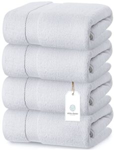 luxury white bath towels extra large | 100% soft cotton 700 gsm thick 2ply absorbent quick dry hotel bathroom towel | 27x54 inch | white | set of 4