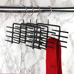 Mawa by Reston Lloyd Non-Slip Space Saving Butler Tie Hanger, Style KR, Set of 2, Black