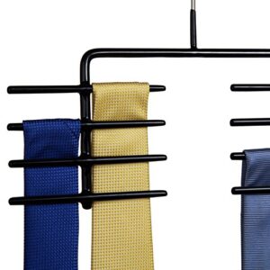 Mawa by Reston Lloyd Non-Slip Space Saving Butler Tie Hanger, Style KR, Set of 2, Black