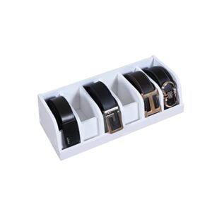 belt organizer, 6 compartments bamboo belt holder storage rack belt case display for closet drawer men women, white