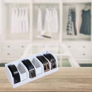 Belt Organizer, 6 Compartments Bamboo Belt Holder Storage Rack Belt Case Display for Closet Drawer Men Women, White