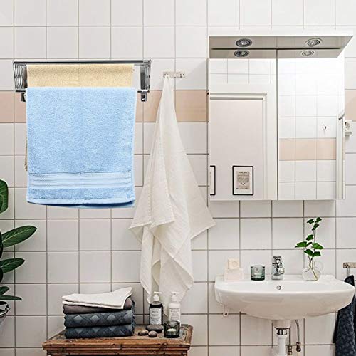 Ogrmar Stainless Steel Space-Saving Towel Rack, Wall Mounted Retractable Huge Capacity Drying Rack for Hanging Towels