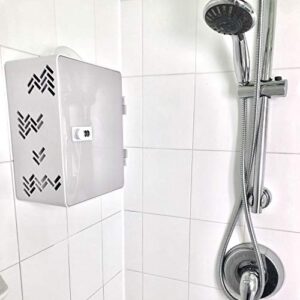 SHLOCKER Shower Caddy Locker Tote Best for Dorms, College, Coliving, Sharing Bathroom with Roommates or Family. Suction Cups, Lock, Mirror