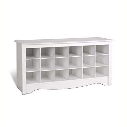 Atlin Designs 18 Cubby Shoe Storage Bench in White