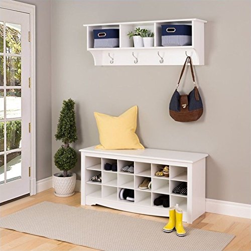 Atlin Designs 18 Cubby Shoe Storage Bench in White