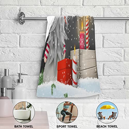 VIGTRO Winter Christmas Gnome Hand Towels for Bathroom 2 Pack, Ultra Soft and Highly Absorbent, Let It Snow Decorative Fingertip Face Towel for Home, Kitchen,Hotel