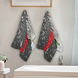 VIGTRO Winter Christmas Gnome Hand Towels for Bathroom 2 Pack, Ultra Soft and Highly Absorbent, Let It Snow Decorative Fingertip Face Towel for Home, Kitchen,Hotel