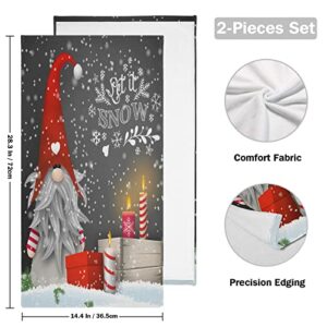 VIGTRO Winter Christmas Gnome Hand Towels for Bathroom 2 Pack, Ultra Soft and Highly Absorbent, Let It Snow Decorative Fingertip Face Towel for Home, Kitchen,Hotel