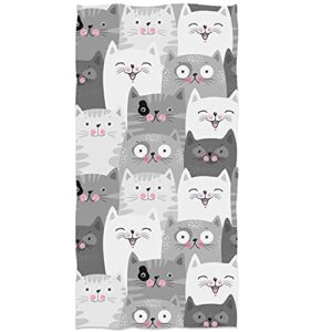 slhets funny grey cats hand towel cute kittens with different expressions small bath towel soft absorbent towels for bathroom/kitchen decoration hotel gym spa sweat towels 13.6 * 29'
