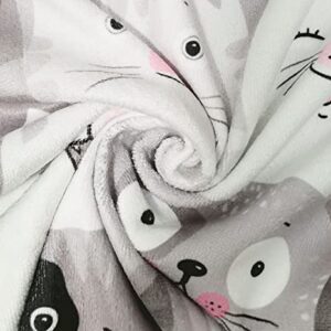 SLHETS Funny Grey Cats Hand Towel Cute Kittens with Different Expressions Small Bath Towel Soft Absorbent Towels for Bathroom/Kitchen Decoration Hotel Gym Spa Sweat Towels 13.6 * 29'