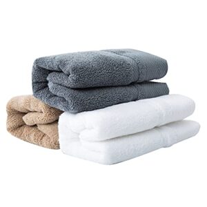 sense gnosis hand towel set of 3 premium 100% cotton ultra soft highly absorbent decorative hand towels for bathroom home hotel spa 13 x 29 inch (white, khaki, grey)