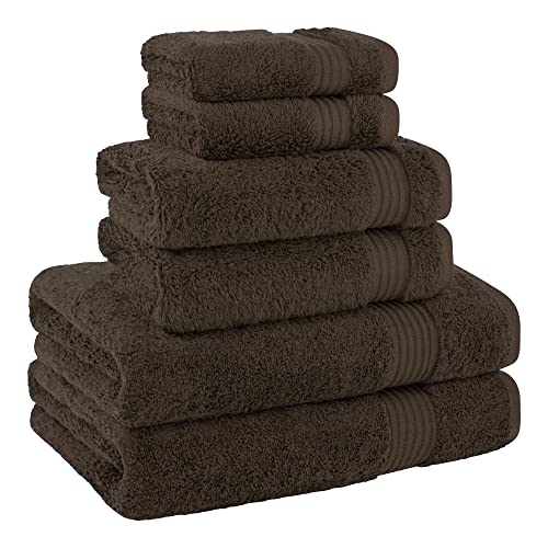 Cotton Paradise 6 Piece Towel Set, 100% Turkish Cotton Soft Absorbent Towels for Bathroom, 2 Bath Towels 2 Hand Towels 2 Washcloths, Brown Towel Set