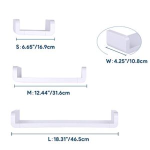 LAIGOO Adhesive Floating Shelves Non-Drilling, Set of 3, Display Picture Ledge Shelf U Bathroom Shelf Organizer for Home/Wall Decor/Kitchen/Bathroom Storage(S+M+L)