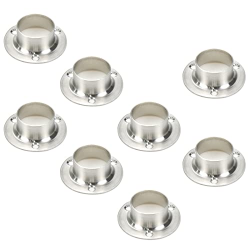 Rannb Stainless Steel Closet Rod Flange Holder Shower Rod Flange Set Socket Bracket Support Fits 32mm/1.25" Rod - 8pcs