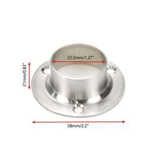 Rannb Stainless Steel Closet Rod Flange Holder Shower Rod Flange Set Socket Bracket Support Fits 32mm/1.25" Rod - 8pcs