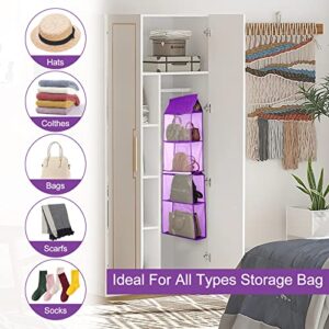 TABITORA Detachable Hanging Handbag Organizer Easy Unpack Hanging Organizer For Bags Purple