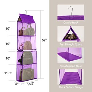 TABITORA Detachable Hanging Handbag Organizer Easy Unpack Hanging Organizer For Bags Purple