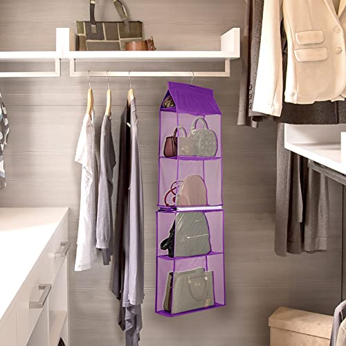 TABITORA Detachable Hanging Handbag Organizer Easy Unpack Hanging Organizer For Bags Purple