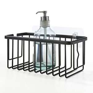 SunnyPoint Aluminum NeverRust Shower Caddy Basket Organizer Storage Shelf Rack; Adhesive Installation Pad Included (Set of 2, Black)