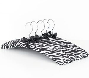 amber home 17 inch large zebra print satin padded hangers for women clothing 10 pack, anti slip cushioned hangers for sweaters, silk hangers fancy dress hangers for delicate cashmere (zebra print, 10)