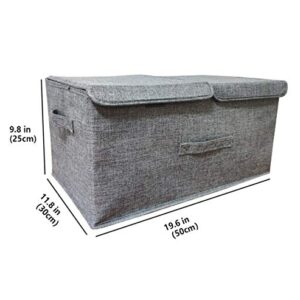 BH4EVER Large Storage Cubes [2-Pack] Foldable Linen Storage Bins Organizer With Lid，Handles，Removable Divider For Home Nursery，Closet（19.6"x 11.8" x 9.8‘’,Grey)