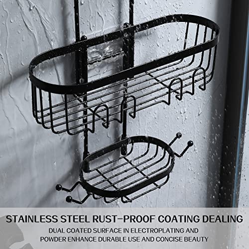 Mqafkpu Shower Organizer Hanging, Non Drilling Shower Caddy Over Head with Hooks for Razor and Sponge, Rustproof Stainless Steel Shower Racks for Inside Shower for Bathroom & Shower Room