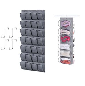 keetdy 28 large pockets over the door shoe organizer and 12 large clear pockets hanging shoe organizer